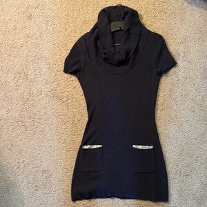 Elegant Blue Cowl Neck Sweater
